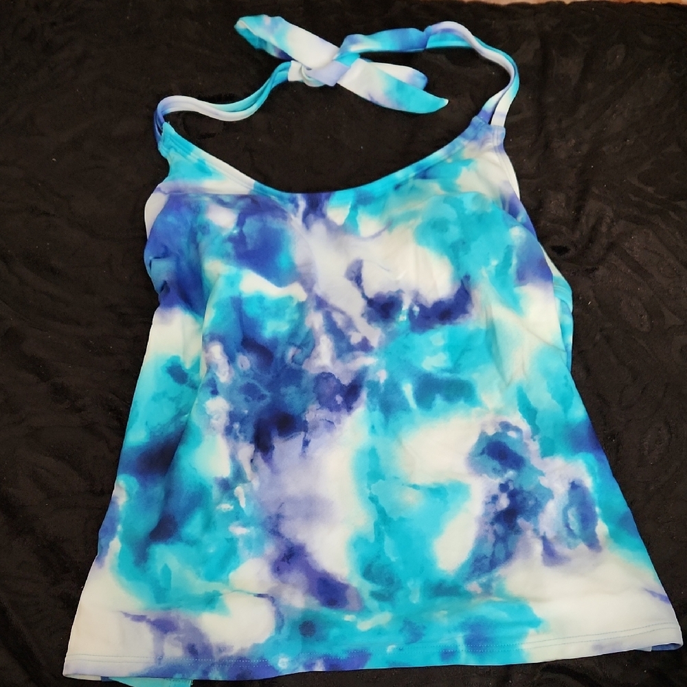 Blue Tie-Dye Women's Bikini Tank Top